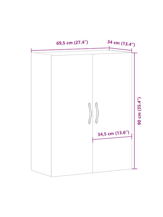 Cabinet Perete Artisan Oak 69.5x34x90cm