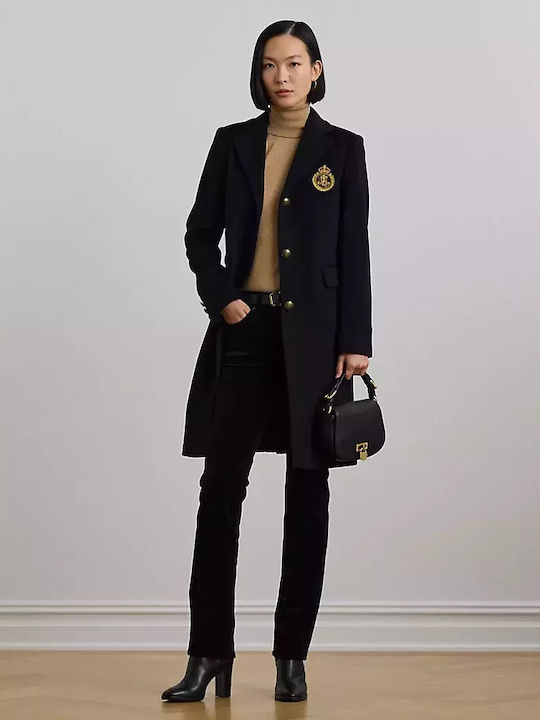 Women's Wool Coat with Buttons navy