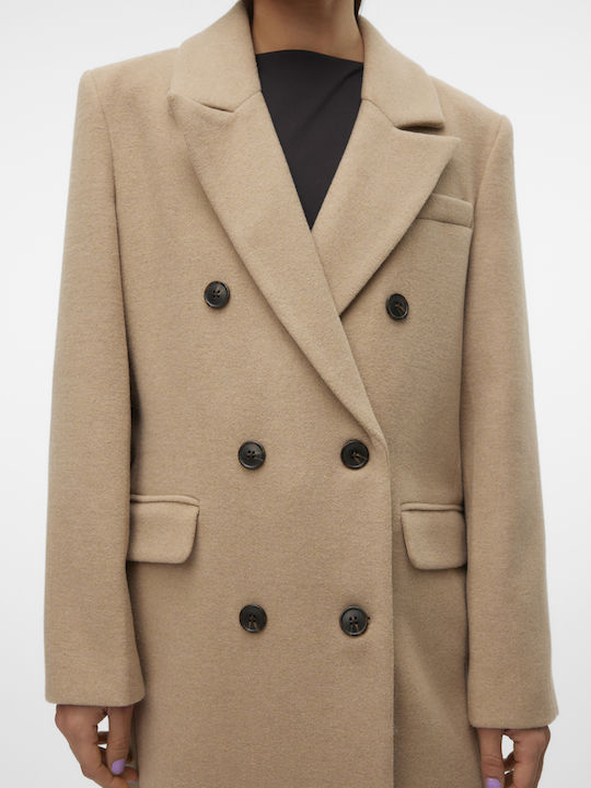 Wolle Damen Brown Mantel mit Knöpfen
