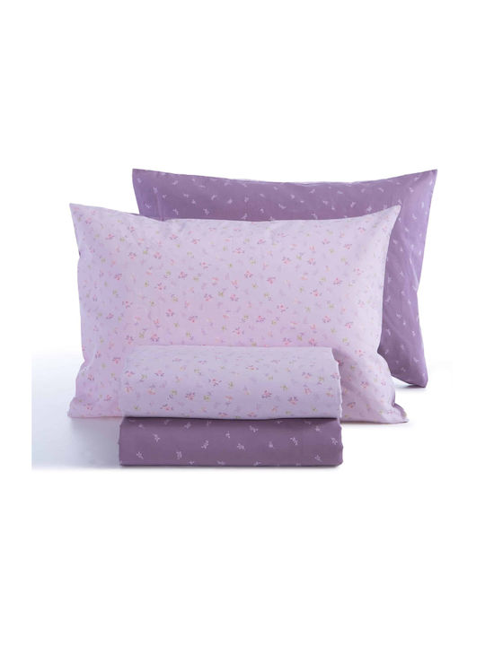 Nef-Nef Homeware Duvet Cover Set Cotton Single with Pillowcase 170x240 Lorelay Lilac