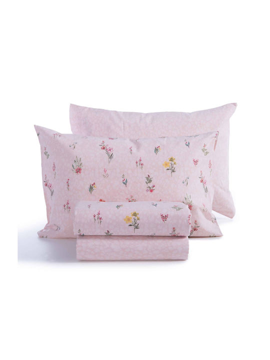 Nef-Nef Homeware Duvet Cover Set Cotton Queen with 2 Pillowcases 240x230 Plant Pink