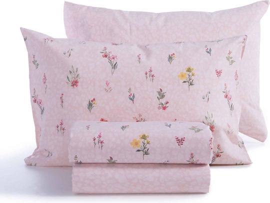 Nef-Nef Homeware Duvet Cover Set Cotton Queen with 2 Pillowcases 240x230 Plant Pink