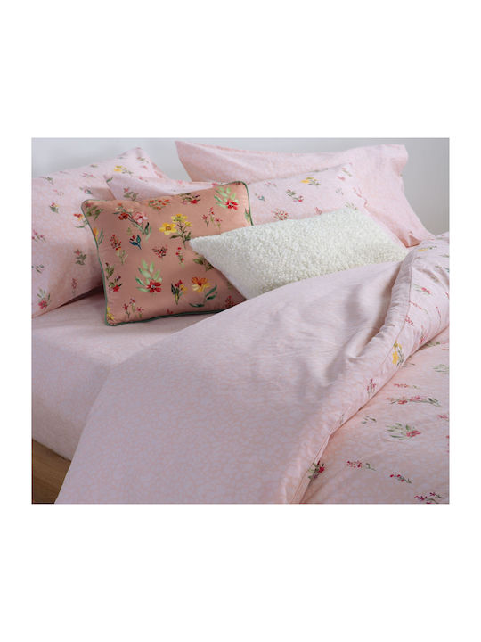 Nef-Nef Homeware Duvet Cover Set Cotton Queen with 2 Pillowcases 240x230 Plant Pink