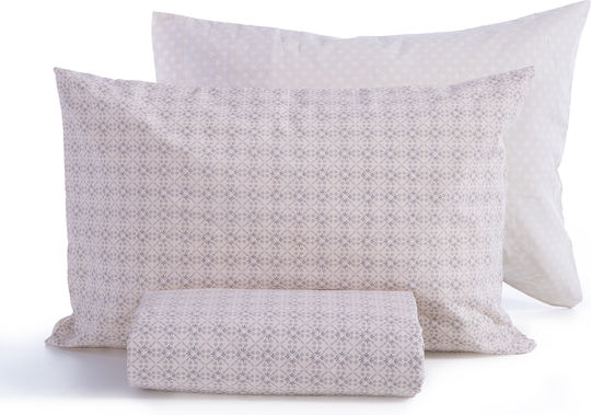 Nef-Nef Homeware Bettbezug-Set Baumwolle Einzelbett mit Kissenbezug 170x240 Module Ecru