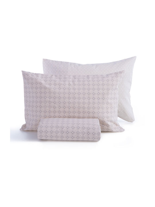 Nef-Nef Homeware Duvet Cover Set Cotton Queen with 2 Pillowcases 240x230 Module Ecru