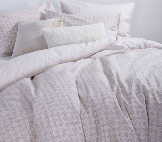 Nef-Nef Homeware Bettbezug-Set Baumwolle Übergröße mit 2 Kissenbezügen 240x230 Module Ecru