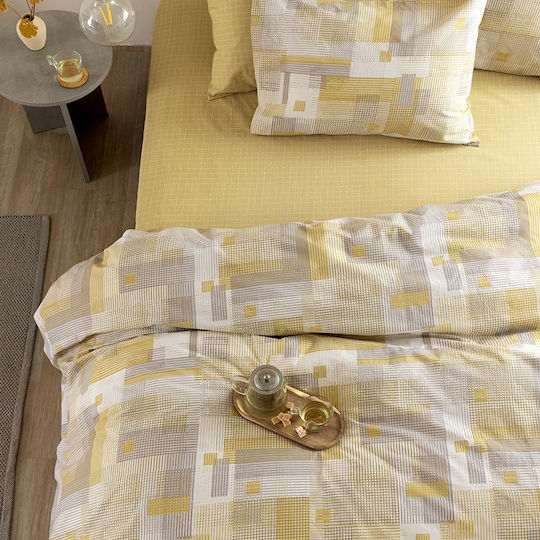Palamaiki Duvet Cover Set Cotton Queen with 2 Pillowcases 240x250 Fashion Life Fl6251 Yellow