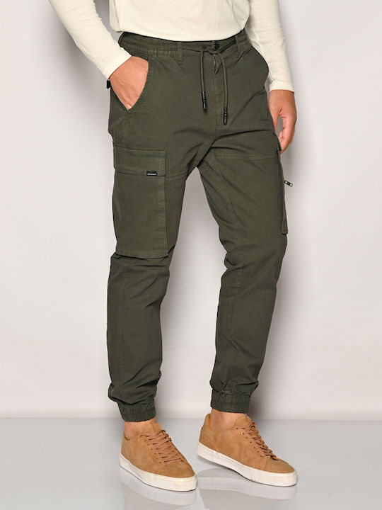 Trousers Cargo Elastic in Loose Fit Dark Oil