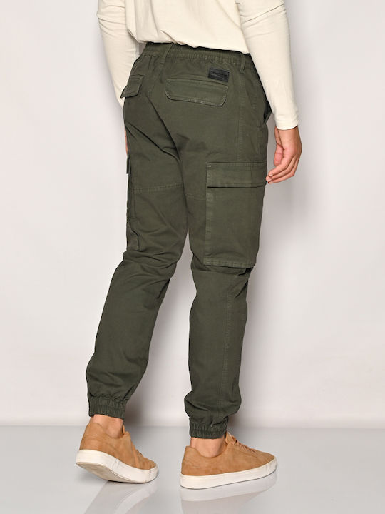 Trousers Cargo Elastic in Loose Fit Dark Oil