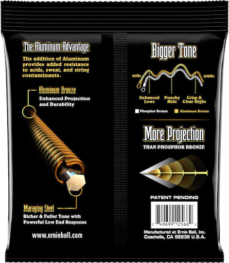 Ernie Ball Set of Aluminum Bronze Strings for Acoustic Guitar Aluminum Bronze Medium Light 12 - 54"