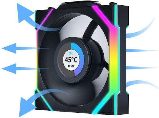 Lian Li UNIFAN SL Wireless LCD Reverse Blade Case Fan 120mm (1900rpm / 51.45cfm) με RGB Φωτισμό