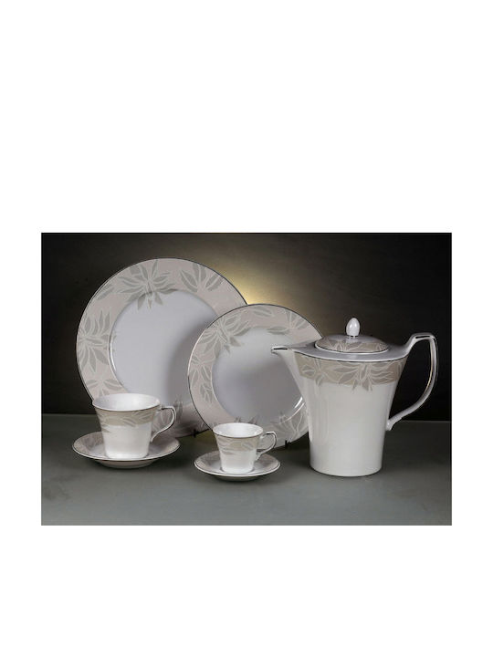Cryspo Trio Leaves Beige Porcelain Dinnerware Set 20pcs