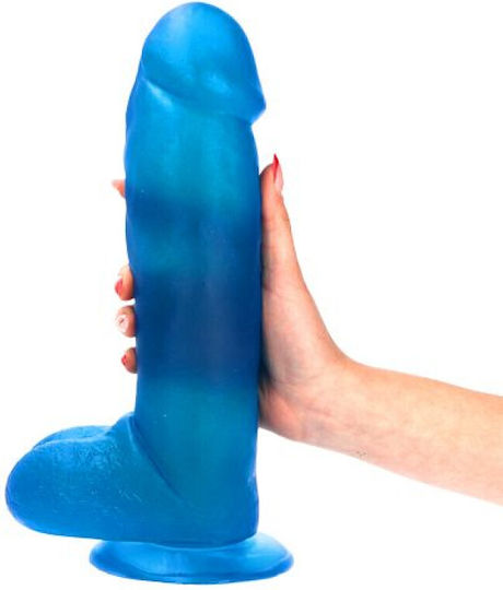 Toyz4lovers Glass Dildo with Balls and Suction Cup Blue 31cm