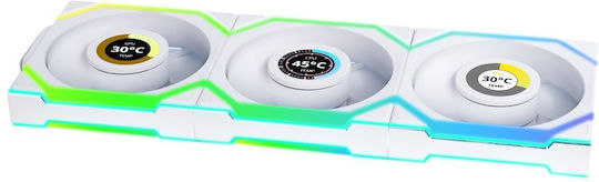 Lian Li UNIFAN SL Wireless LCD Case Fan 120mm (1900rpm / 58.08cfm) με RGB Φωτισμό 3τμχ Λευκό