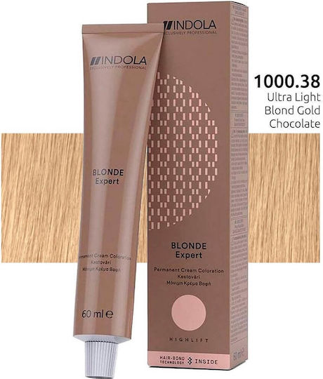 Indola Hair Dye 1000.38 Blonde Gold Chocolate Permanent Dye 60ml