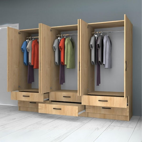 Sechs Türen Kleiderschrank Ricardo Natural Beech 240x51.8x181cm