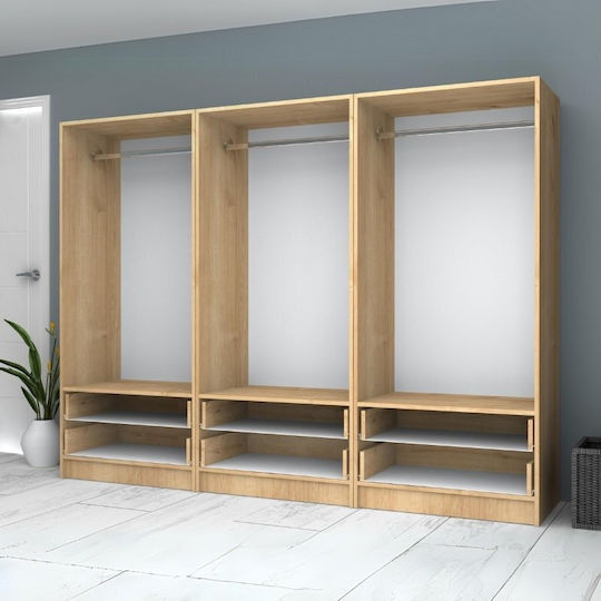 Sechs Türen Kleiderschrank Ricardo Natural Beech 240x51.8x181cm