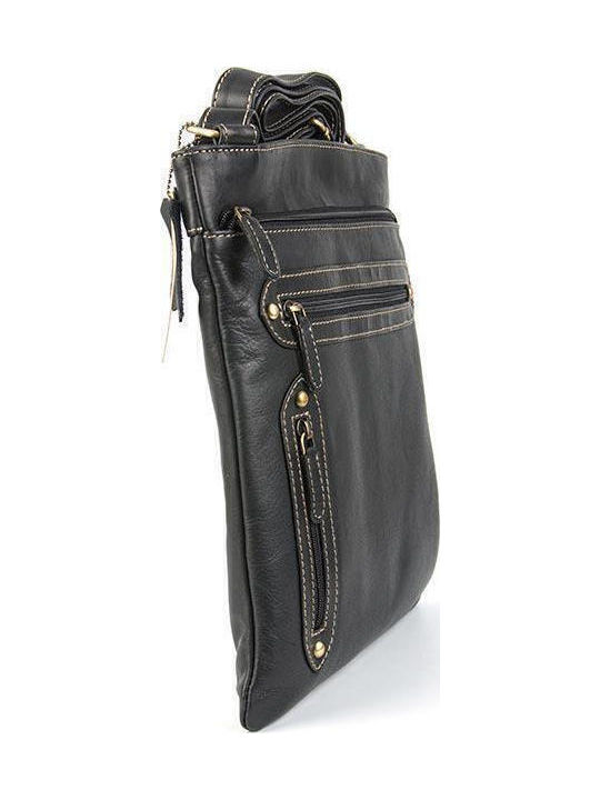 Leder Damentasche Schultertasche Schwarz