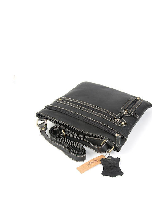 Leder Damentasche Schultertasche Schwarz