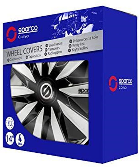 Sparco Auto Radkappen Set Lazio 4Stück 14" Schwarz/Silber