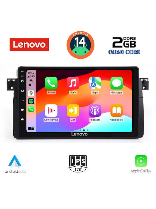Lenovo Ηχοσύστημα Αυτοκινήτου για BMW E46 1998-2005 (Bluetooth/USB/AUX/WiFi/GPS/Apple-Carplay/Android-Auto) με Οθόνη Αφής 9"