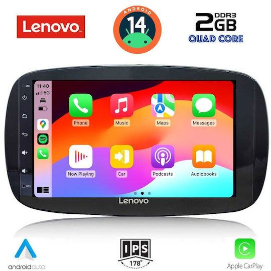 Lenovo Auto-Audiosystem für Smart FürZwei 2016> (Bluetooth/USB/AUX/WiFi/GPS/Apple-Carplay/Android-Auto) mit Touchscreen 9"