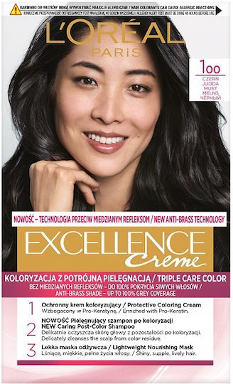 L'oreal Paris Excellence Creme Hair Colour Hair Paint 1 Czern 1pc