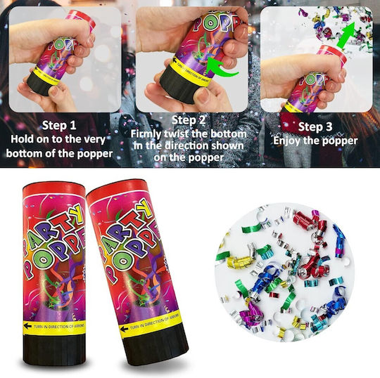 Kanone Party Popper 11cm mit Konfetti 2Stück