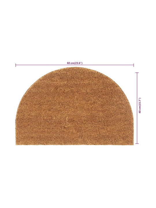 vidaXL Fußmatte Halbkreisförmig aus Kokosnussfasern mit rutschfester Unterlage Braun 40x60cm
