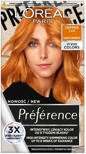 L'Oreal Paris Preference Vivid Colors Βαφή Μαλλιών 7.432 Copper