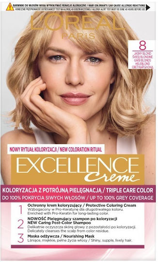 L'Oreal Paris Excellence Creme Hair Dye 8 Light Blonde