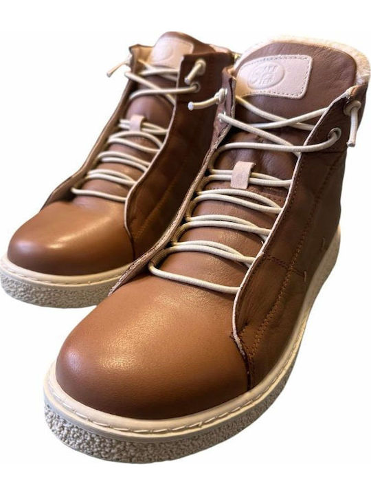 Leather Women's Ankle Boots Tabac Brown