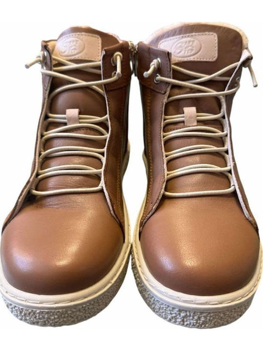 Leather Women's Ankle Boots Tabac Brown