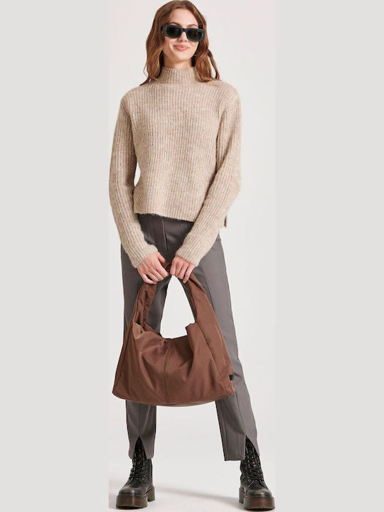 Women's Long Sleeve Sweater Woolen Vintage Beige Camel