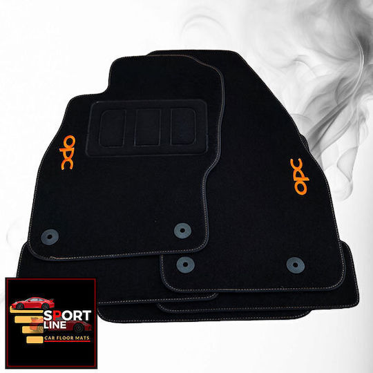 Covorașe Auto Opel Adam 2012-2019 Sport Line Negru Cu Cusături Portocalii Broderie Portocalie Opc Set de 4 Bucăți