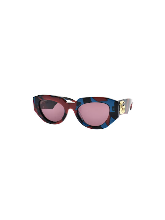 Gucci Women's Sunglasses with Multicolour Tartaruga Plastic Frame and Brown Lens GG1421S 003