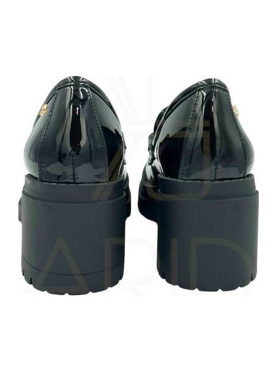 Leder Pumps mit mittelhohem Absatz Schwarz