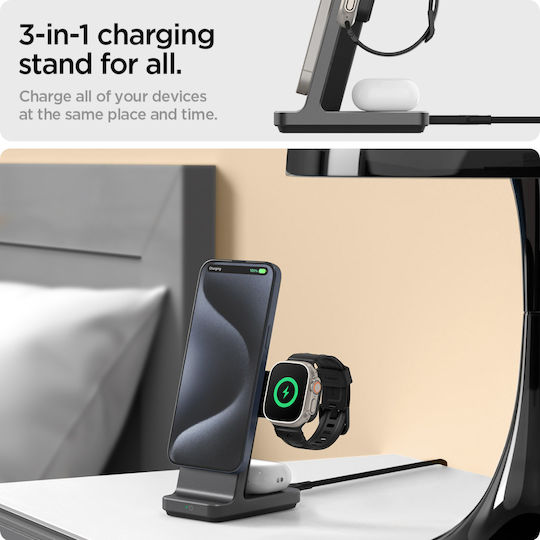 Spigen Wireless Charger Qi2 15W Gray (3-in-1 Stand S318W)