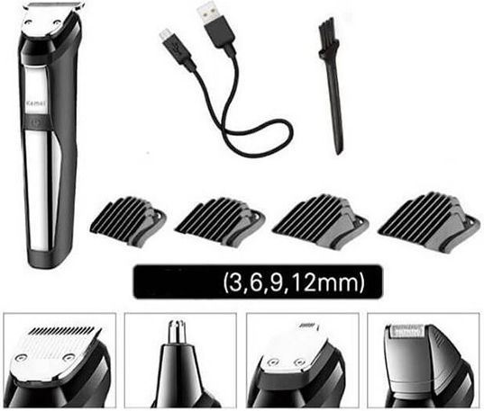 Kemei Set Wiederaufladbar Haarschneidemaschine Schwarz KM-8601
