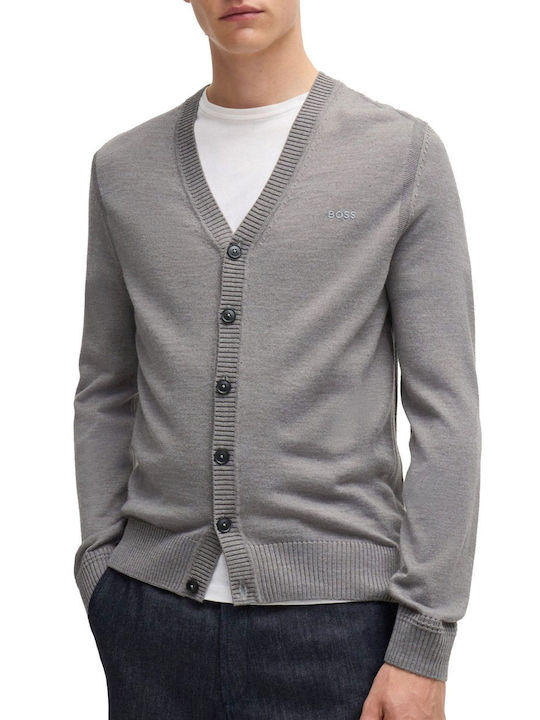 Hugo Boss Men's Knitted Cardigan with Buttons Gray