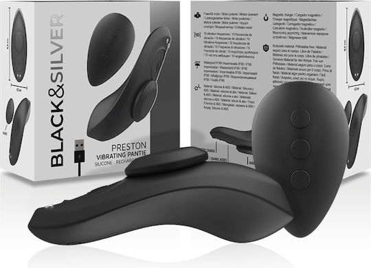 Schwarz & Silber Preston Wiederaufladbarer Silikon-Vibrator Pantie Schwarz