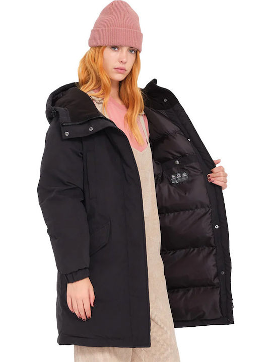 Sleepi Puff Up Parka Μακρύ Γυναικείο Μπουφάν Παρκά για Άνοιξη/Φθινόπωρο Black