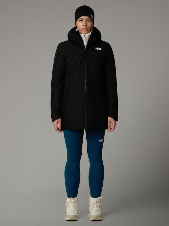 Hikesteller Insulated Women's for Hiking Long Parka Jacket Waterproof for Winter with Hood Tnf Black