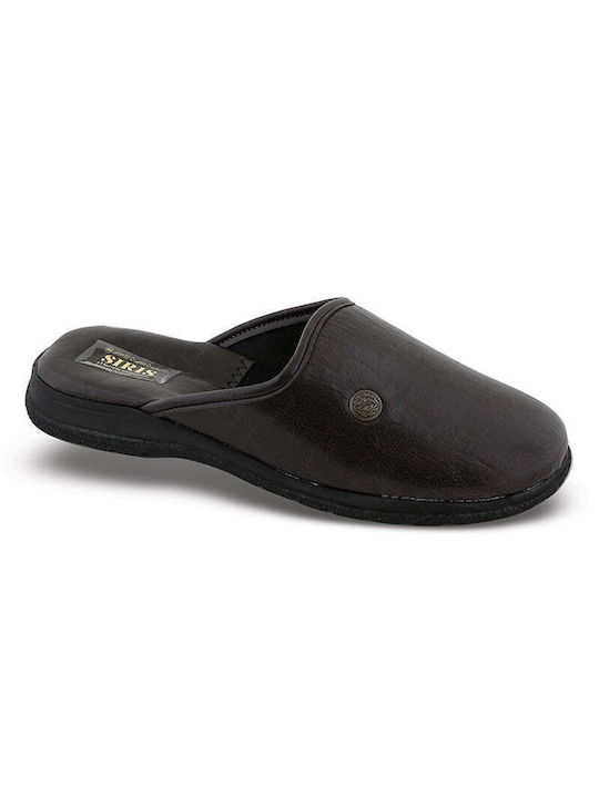 FAME Men's Leather Slippers Brown