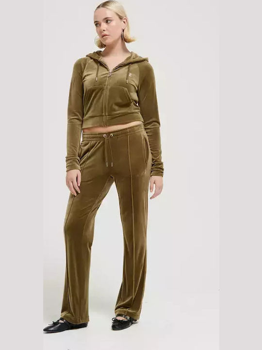 Diamante Tina Sweatpants Velvet Khaki
