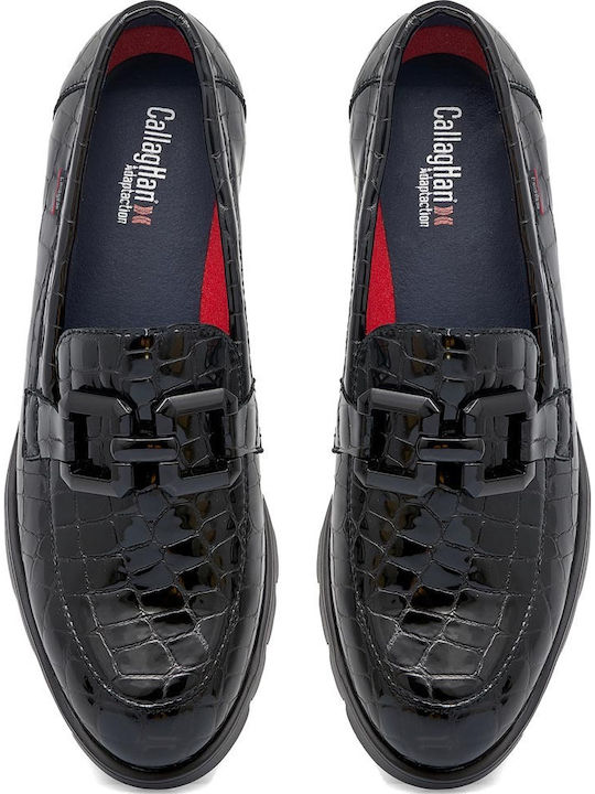 Patent Leather Women's Moccasins in Black Color