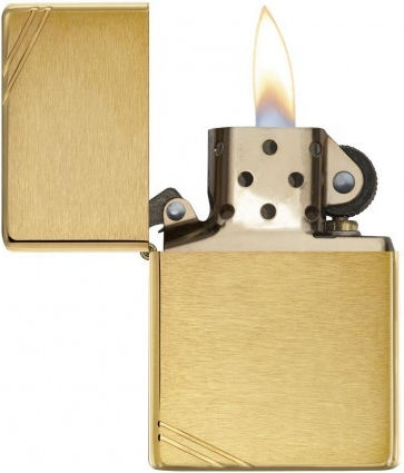 Zippo Gebürsteter Messing Vintage Feuerzeug Flamme in Gold Farbe