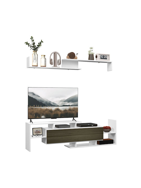 TV Stand White and Black M153.6xD25xH42cm