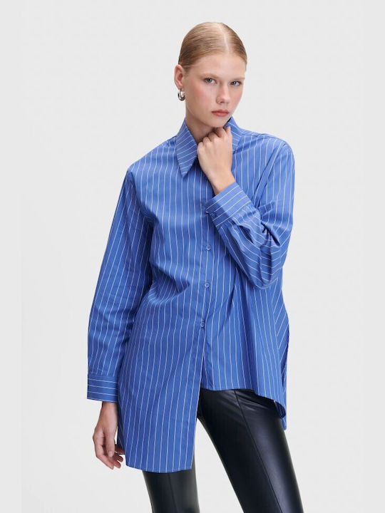 Ale - The Non Usual Casual Women's Striped Long Sleeve Shirt Dusty Sky Blue