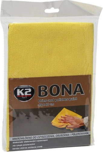 K2 Bona Πανί Μικροϊνών Καθαρισμού / Γυαλίσματος / Στεγνώματος για Αμάξωμα Αυτοκινήτου 340gsm Κίτρινο 40x40cm